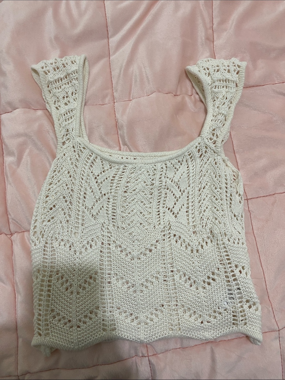 Aeropostale Cream Crochet Crop Tank Top